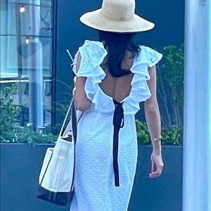 NWT SALONI ELLA white embroidered eyelet dress Broderie Anglaise Ruffle